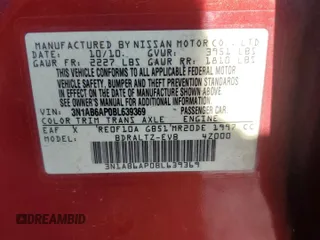 2011 Nissan Sentra SR with VIN 3N1AB6AP0BL639369, listed as a Copart auction lot 54150185 with 163,040 mi miles and Salvage Title. Bid and sale history available at DreamBid. Image 12.