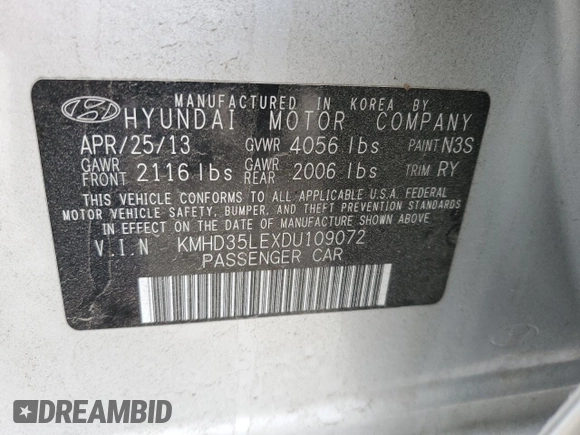 2013 Hyundai Elantra GT with VIN KMHD35LEXDU109072, listed as a Copart auction lot 76022504 with 133,006 mi miles and Salvage Title. Bid and sale history available at carsss.com. Image 13.