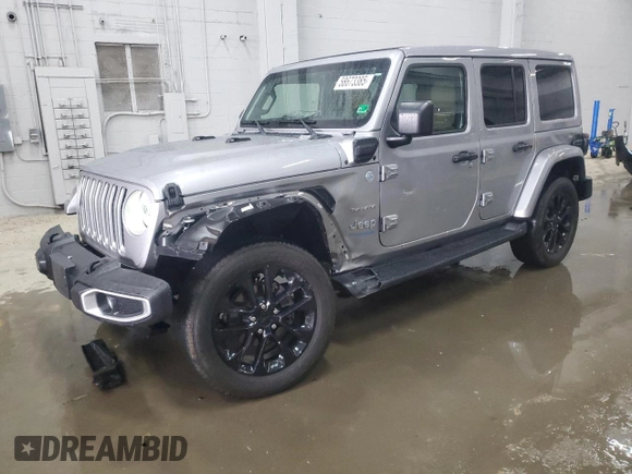 2021 Jeep Wrangler Unlimited Sahara with VIN 1C4JJXP65MW682462, listed as a Copart auction lot 58673385 with 38,714 mi miles and Salvage title. Bid and sale history available at DreamBid. Image 1.
