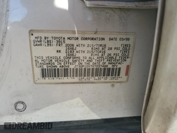 1999 Toyota RAV4 with VIN JT3GP10V7X7057488, listed as a Copart auction lot 89202915 with 391,031 mi miles and Salvage Title. Bid and sale history available at DreamBid. Image 15.