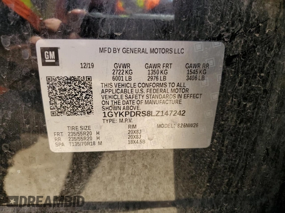 2020 Cadillac XT6 AWD Premium Luxury with VIN 1GYKPDRS8LZ147242, listed as a Copart auction lot 66333834 with 41,833 mi miles and Salvage Title. Bid and sale history available at carsss.com. Image 13.