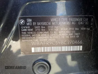 2011 BMW 5 Series 550i z VIN WBAFR9C59BC270466, wystawiony jako Copart lot #49462435 z przebiegiem 160 825 mil mil oraz Szkoda całkowita • Salvage title. Historia ofert i sprzedaży dostępna na DreamBid. Obrazek 12.
