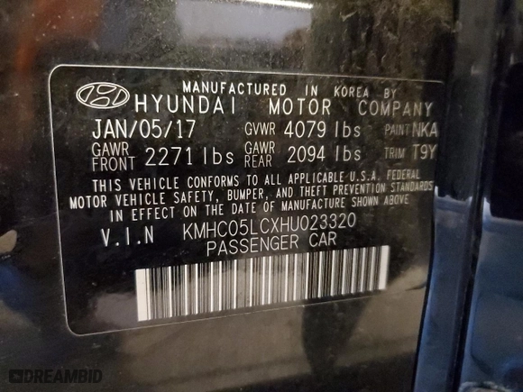 2017 Hyundai Ioniq Hybrid Limited with VIN KMHC05LCXHU023320, listed as a Copart auction lot 45158075 with 91,936 mi miles and Salvage Title. Bid and sale history available at carsss.com. Image 14.