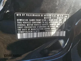 2012 Volkswagen Jetta Sedan SE w/Convenience & Sunroof PZEV with VIN 3VWBP7AJ3CM121673, listed as a Copart auction lot 42629585 with 162,138 mi miles and Salvage Title. Bid and sale history available at carsss.com. Image 12.