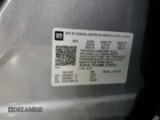 2021 GMC Terrain SLE with VIN 3GKALTEV4ML375503, listed as a Copart auction lot 43544345 with 53,887 mi miles and Salvage Title. Bid and sale history available at carsss.com. Image 13.