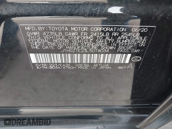2020 Lexus IS 350 F Sport с VIN JTHGZ1E23L5018034, выставлен на аукционе IAAI как лот 41139236 с пробегом 49 214 миль миль и . История ставок и продаж доступна на DreamBid. Изображение 9.