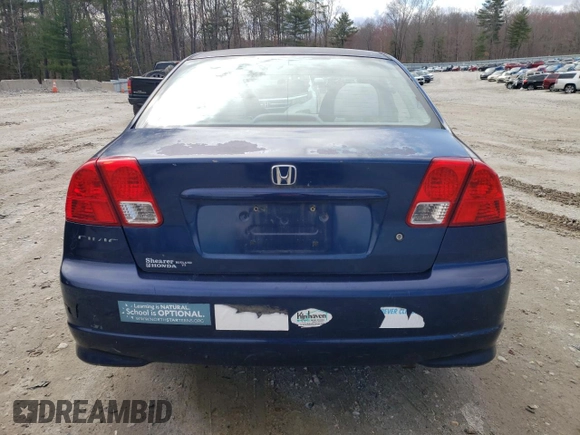 2004 Honda Civic LX with VIN 2HGES16544H587640, listed as a Copart auction lot 52044505 with 246,697 mi miles and Clean Title. Bid and sale history available at DreamBid. Image 6.