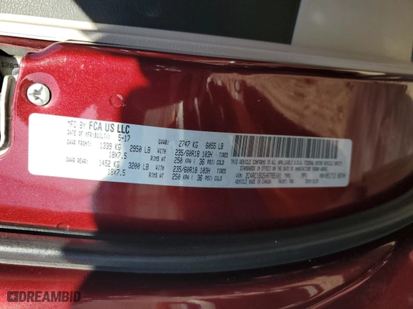 2017 Chrysler Pacifica Touring-L with VIN 2C4RC1BG5HR785101, listed as a Copart auction lot 46224715 with 95,839 mi miles and Salvage Title. Bid and sale history available at carsss.com. Image 15.