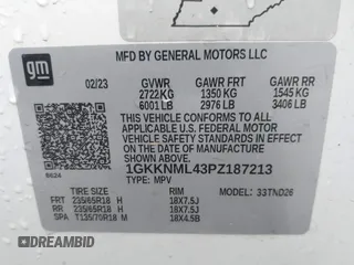 2023 GMC Acadia SLT with VIN 1GKKNML43PZ187213, listed as a IAAI auction lot 41776856 with 45,319 mi miles and . Bid and sale history available at DreamBid. Image 9.