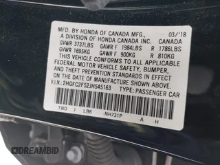 2018 Honda Civic LX with VIN 2HGFC2F52JH545163, listed as a IAAI auction lot 41289011 with 71,731 mi miles. Bid and sale history available at carsss.com. Image 9.