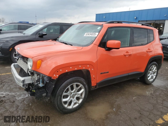 2016 Jeep Renegade Latitude with VIN ZACCJBBT9GPE07543, listed as a Copart auction lot 53434035 with 154,224 mi miles and Clean Title. Bid and sale history available at DreamBid. Image 1.