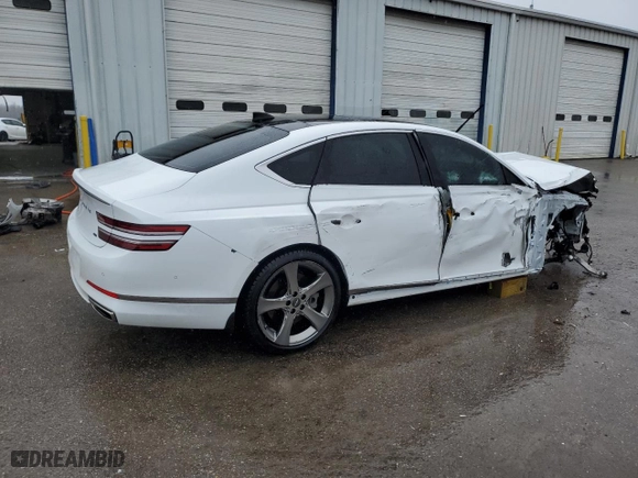 2021 Genesis G80 3.5T Prestige with VIN KMTGC4SD1MU071303, listed as a Copart auction lot 42551985 with 18,602 mi miles and Salvage Title. Bid and sale history available at carsss.com. Image 3.