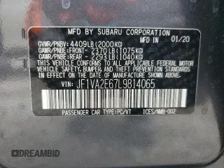 2020 Subaru WRX STI z VIN JF1VA2E67L9814065, wystawiony jako Copart lot #59383995 z przebiegiem 43 129 mil mil oraz Szkoda całkowita • Salvage title. Historia ofert i sprzedaży dostępna na DreamBid. Obrazek 12.