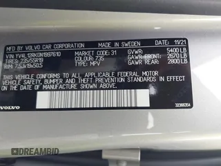 2022 Volvo XC60 Momentum z VIN YV4L12RK0N1997610, wystawiony jako IAAI lot #42202592 z przebiegiem 3580 mil mil oraz . Historia ofert i sprzedaży dostępna na DreamBid. Obrazek 9.