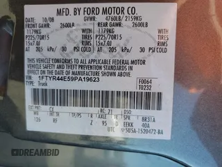 2009 Ford Ranger XLT with VIN 1FTYR44E59PA19623, listed as a Copart auction lot 49814615 with 195,581 mi miles and Salvage Title. Bid and sale history available at carsss.com. Image 14.