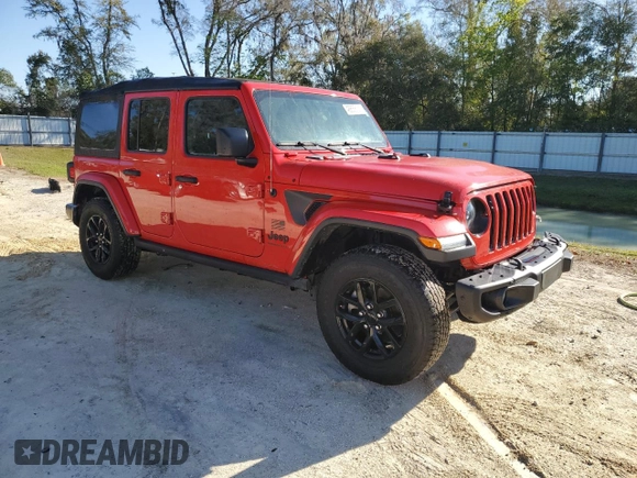 2023 Jeep Wrangler Sport with VIN 1C4HJXDG0PW578994, listed as a Copart auction lot 48858185 with 25,866 mi miles and Salvage Title. Bid and sale history available at DreamBid. Image 4.