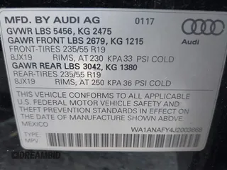 2018 Audi Q5 Premium with VIN WA1ANAFY4J2003668, listed as a IAAI auction lot 42167687 with 140,548 mi miles and . Bid and sale history available at DreamBid. Image 9.