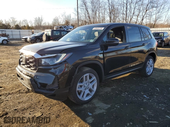 2025 Honda Passport EX-L z VIN 5FNYF8H55SB003951, wystawiony jako Copart lot #43849725 z przebiegiem 3013 mil mil oraz Szkody całkowita. Historia ofert i sprzedaży dostępna na DreamBid. Obrazek 1.
