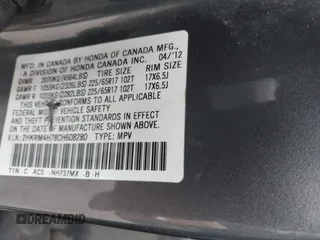 2012 Honda CR-V EX-L with VIN 2HKRM4H78CH608280, listed as a IAAI auction lot 41660971 with 192,226 mi miles. Bid and sale history available at carsss.com. Image 9.