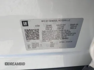 2020 Cadillac XT4 FWD Premium Luxury with VIN 1GYFZCR49LF138493, listed as a IAAI auction lot 41894823 with 49,000 mi miles and . Bid and sale history available at carsss.com. Image 9.