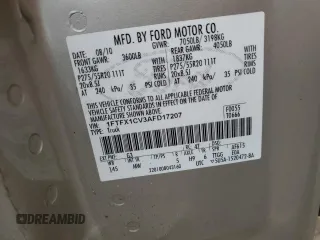 2010 Ford F-150 XL with VIN 1FTFX1CV3AFD17207, listed as a Copart auction lot 44138395 with 122,570 mi miles and Salvage Title. Bid and sale history available at carsss.com. Image 12.