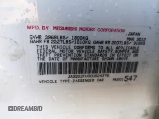 2012 Mitsubishi Lancer ES z VIN JA32U2FU0CU024376, wystawiony jako Copart lot #51867245 z przebiegiem 159 254 mil mil oraz Szkoda całkowita • Salvage title. Historia ofert i sprzedaży dostępna na DreamBid. Obrazek 12.