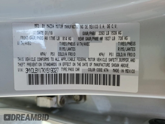 2019 Toyota Yaris L z VIN 3MYDLBYV7KY519027, wystawiony jako Copart lot #57104345 z przebiegiem Nie podano mil oraz Szkoda całkowita • Salvage title. Historia ofert i sprzedaży dostępna na DreamBid. Obrazek 12.
