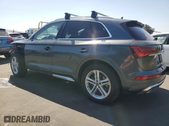 2021 Audi Q5 Premium with VIN WA1G2AFY0M2043639, listed as a Copart auction lot 60105855 with 63,458 mi miles and Salvage title. Bid and sale history available at DreamBid. Image 2.