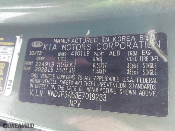 2014 Kia Soul + with VIN KNDJP3A53E7019233, listed as a IAAI auction lot 42038590 with 132,248 mi miles. Bid and sale history available at carsss.com. Image 9.