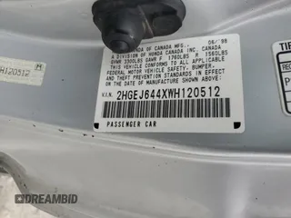 1998 Honda Civic DX z VIN 2HGEJ644XWH120512, wystawiony jako Copart lot #59639345 z przebiegiem 76 588 mil mil oraz Czysty tytuł • Clean title. Historia ofert i sprzedaży dostępna na DreamBid. Obrazek 12.