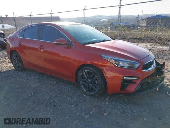 2019 Kia Forte EX with VIN 3KPF54AD7KE070948, listed as a IAAI auction lot 41982763 with 104,915 mi miles. Bid and sale history available at carsss.com. Image 1.