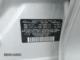 2016 Hyundai Elantra SE с VIN KMHDH4AE5GU502951, выставлен на аукционе Copart как лот 60399795 с пробегом 83 080 миль миль и Списание • Salvage title. История ставок и продаж доступна на DreamBid. Изображение 13.