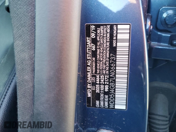 2020 Mercedes-Benz CLA 250 with VIN WDD5J4GB7LN066737, listed as a Copart auction lot 51525425 with 34,530 mi miles and Salvage Title. Bid and sale history available at DreamBid. Image 14.