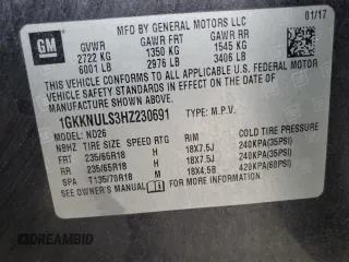 2017 GMC Acadia SLT with VIN 1GKKNULS3HZ230691, listed as a Copart auction lot 59612615 with 143,394 mi miles and Salvage title. Bid and sale history available at DreamBid. Image 13.