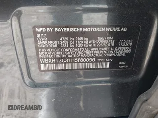 2017 BMW X1 xDrive28i with VIN WBXHT3C31H5F80056, listed as a IAAI auction lot 42049925 with 64,471 mi miles and . Bid and sale history available at DreamBid. Image 9.