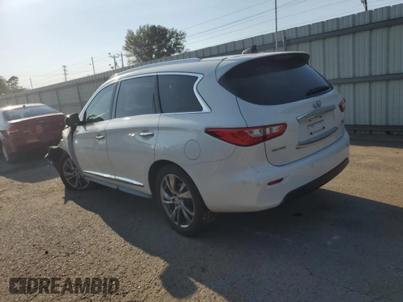 2013 Infiniti JX35 with VIN 5N1AL0MNXDC331105, listed as a Copart auction lot 75550724 with 186,860 mi miles and Salvage Title. Bid and sale history available at carsss.com. Image 2.