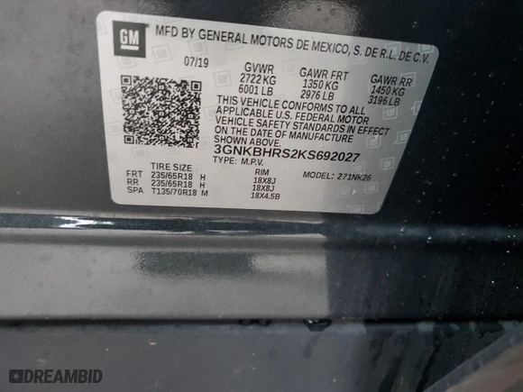2019 Chevrolet Blazer with VIN 3GNKBHRS2KS692027, listed as a Copart auction lot 72887624 with 101,737 mi miles and Salvage Title. Bid and sale history available at carsss.com. Image 14.