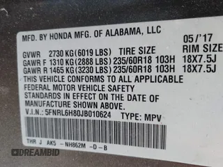 2018 Honda Odyssey Touring с VIN 5FNRL6H80JB010624, выставлен на аукционе IAAI как лот 42306968 с пробегом 107 749 миль миль и . История ставок и продаж доступна на DreamBid. Изображение 9.