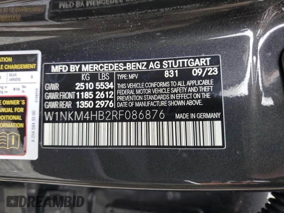 2024 Mercedes-Benz GLC with VIN W1NKM4HB2RF086876, listed as a Copart auction lot 51835205 with 0 mi miles and Salvage Title. Bid and sale history available at carsss.com. Image 14.