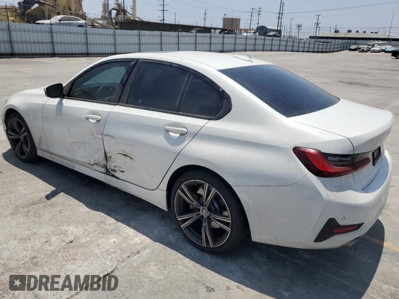 2022 BMW 3 Series 330i with VIN 3MW5R1J04N8C53879, listed as a Copart auction lot 57444544 with 27,972 mi miles and Salvage Title. Bid and sale history available at carsss.com. Image 2.