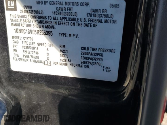 2005 Chevrolet Tahoe LS with VIN 1GNEC13V05R255395, listed as a Copart auction lot 71962214 with 206,986 mi miles and Salvage Title. Bid and sale history available at carsss.com. Image 13.