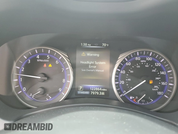 2015 Infiniti Q50 with VIN JN1BV7AR7FM398120, listed as a Copart auction lot 58540555 with 122,864 mi miles and Salvage title. Bid and sale history available at DreamBid. Image 9.