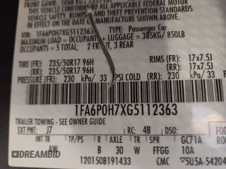 2016 Ford Fusion SE with VIN 1FA6P0H7XG5112363, listed as a IAAI auction lot 41894446 with 105,518 mi miles. Bid and sale history available at carsss.com. Image 9.