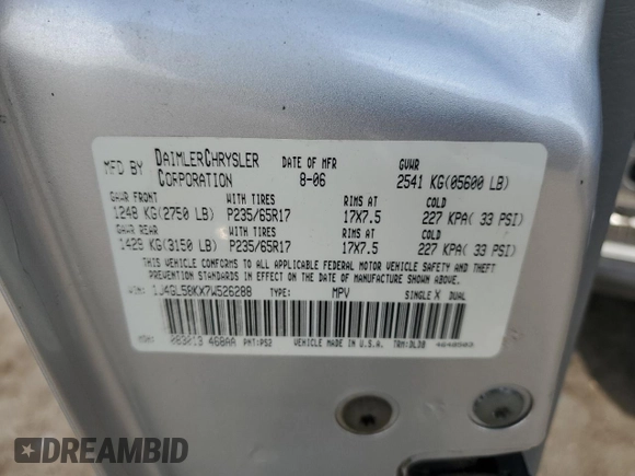2007 Jeep Liberty Limited with VIN 1J4GL58KX7W526288, listed as a Copart auction lot 71364364 with 52,341 mi miles and Salvage Title. Bid and sale history available at DreamBid. Image 15.
