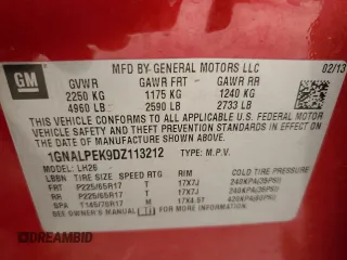 2013 Chevrolet Equinox LT z VIN 1GNALPEK9DZ113212, wystawiony jako Copart lot #53827925 z przebiegiem 117 360 mil mil oraz Nie do naprawy • Non repairable. Historia ofert i sprzedaży dostępna na DreamBid. Obrazek 13.