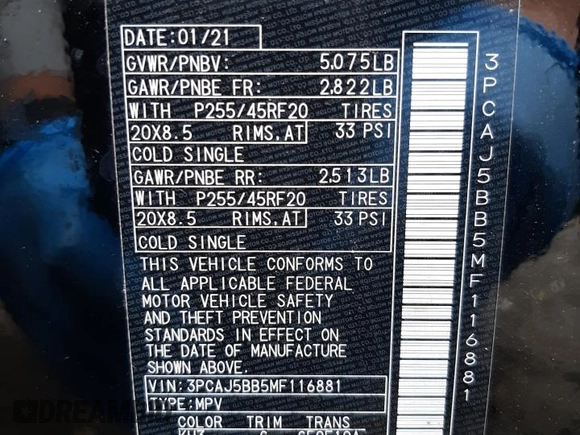 2021 Infiniti QX50 LUXE with VIN 3PCAJ5BB5MF116881, listed as a Copart auction lot 48770602 with 4,184 mi miles. Bid and sale history available at carsss.com. Image 10.