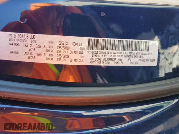 2018 Chrysler Pacifica Hybrid Limited with VIN 2C4RC1N72JR236537, listed as a Copart auction lot 66148025 with 69,351 mi miles and Clean title. Bid and sale history available at DreamBid. Image 13.