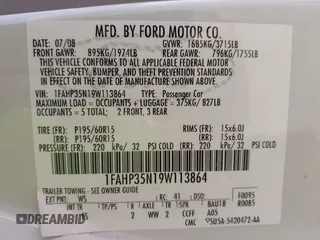 2009 Ford Focus SE with VIN 1FAHP35N19W113864, listed as a IAAI auction lot 42196830 with 192,998 mi miles and . Bid and sale history available at carsss.com. Image 9.