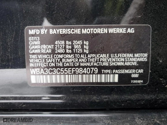 2014 BMW 3 Series 320i xDrive with VIN WBA3C3C55EF984079, listed as a Copart auction lot 86323894 with 0 mi miles and Salvage Title. Bid and sale history available at carsss.com. Image 12.