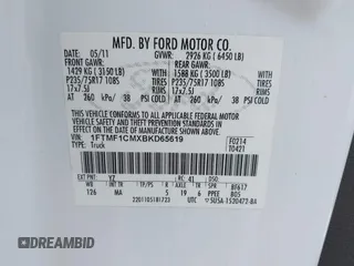 2011 Ford F-150 XL with VIN 1FTMF1CMXBKD65619, listed as a IAAI auction lot 42328495 with 181,441 mi miles and . Bid and sale history available at DreamBid. Image 9.